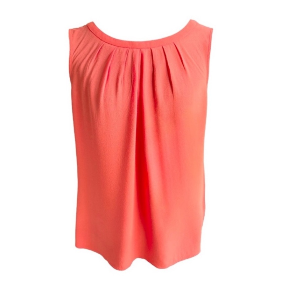 NWOT Boden Coral Pleated Sleeveless Blouse with Bow - Picture 6 of 12